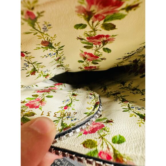 GUCCI Ivory Leather Floral ‘Fosca’ 2017 Pink Bottom Runway Booties Size 37 - Picture 9 of 11